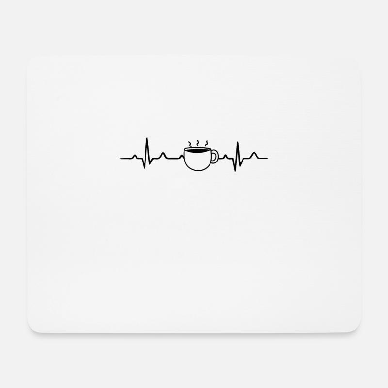 Coffee heartbeat - Mousepad (Querformat) - Weiß