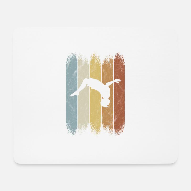 Retro Salto BackFlip Parkour Freerunner Silhouette - Mousepad (Querformat) - Weiß
