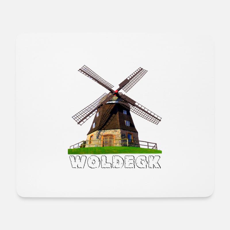 Windmühle Woldegk - Mousepad (Querformat) - Weiß