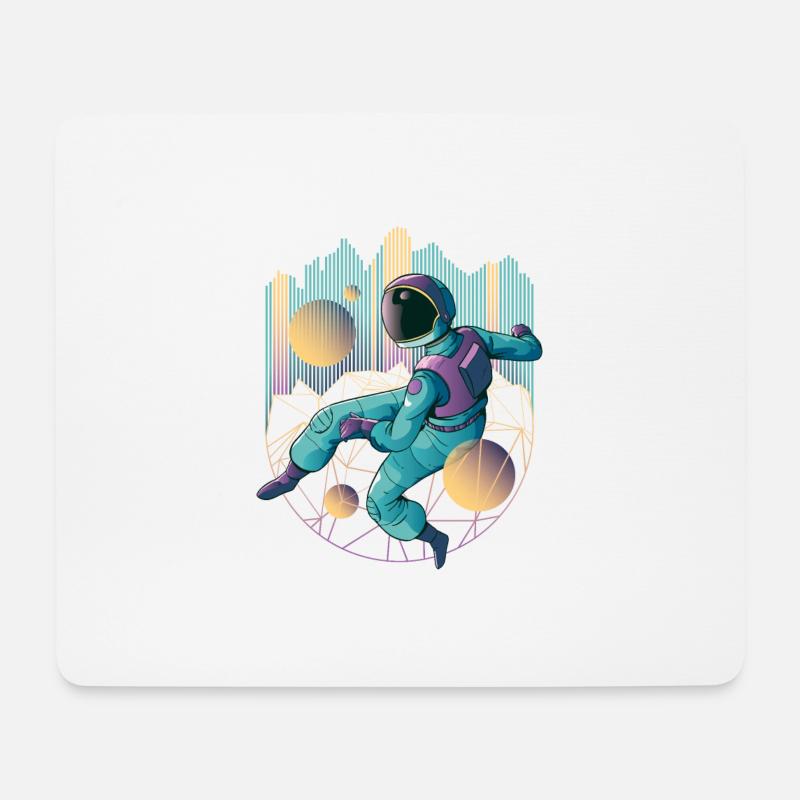 Techno Astronaut in coolen Neon Farben - Mousepad (Querformat) - Weiß
