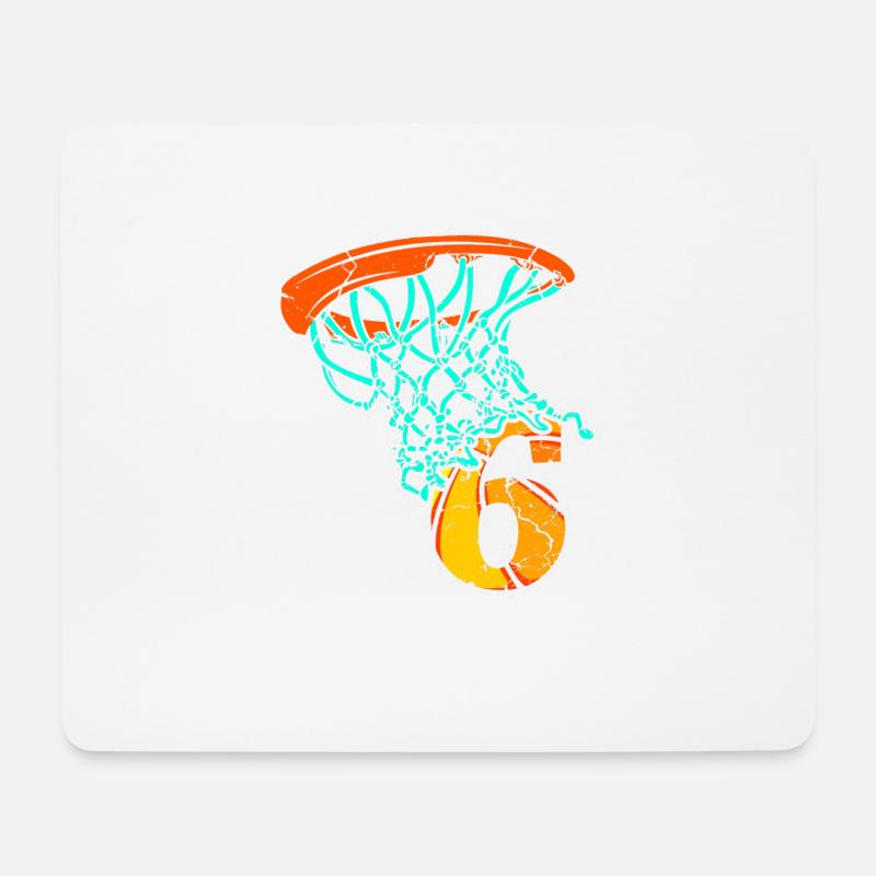 Basketball Kinder 6 Geburtstag 6 Jahre Sport - Mousepad (Querformat) - Weiß