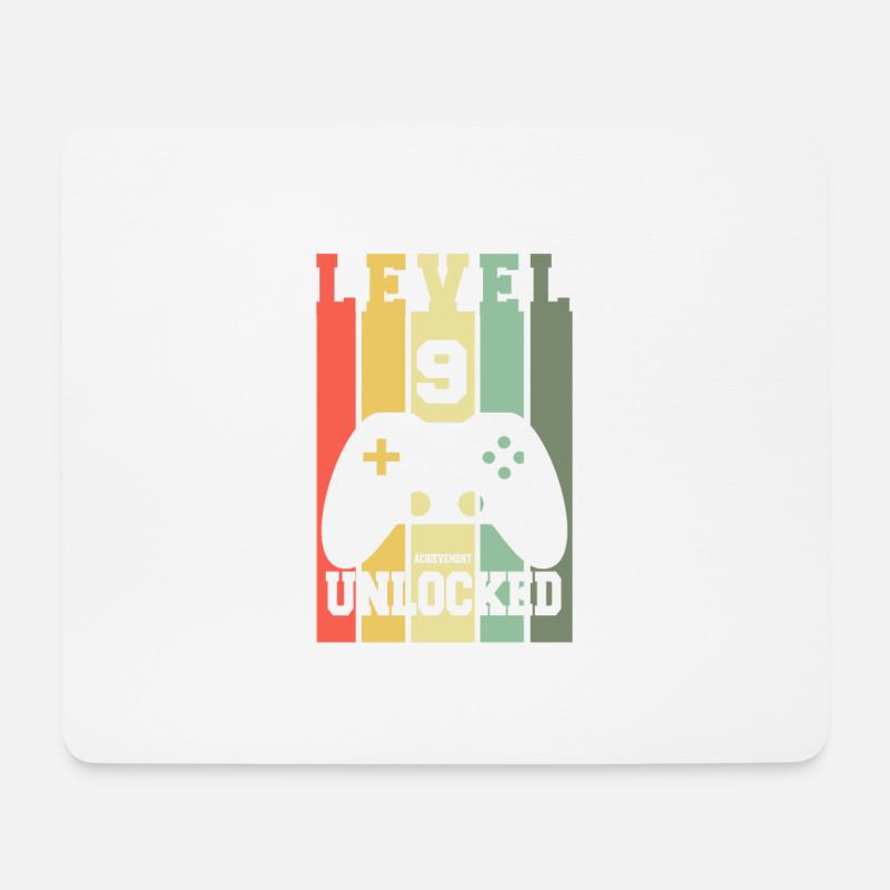 Level 9 Achievement Unlocked 9th Bday Gamer Design - Mousepad (Querformat) - Weiß