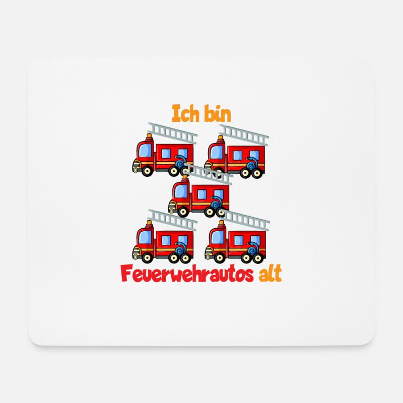 Feuerwehr 5. Geburtstag Jungen Auto - Mousepad (Querformat) - Weiß