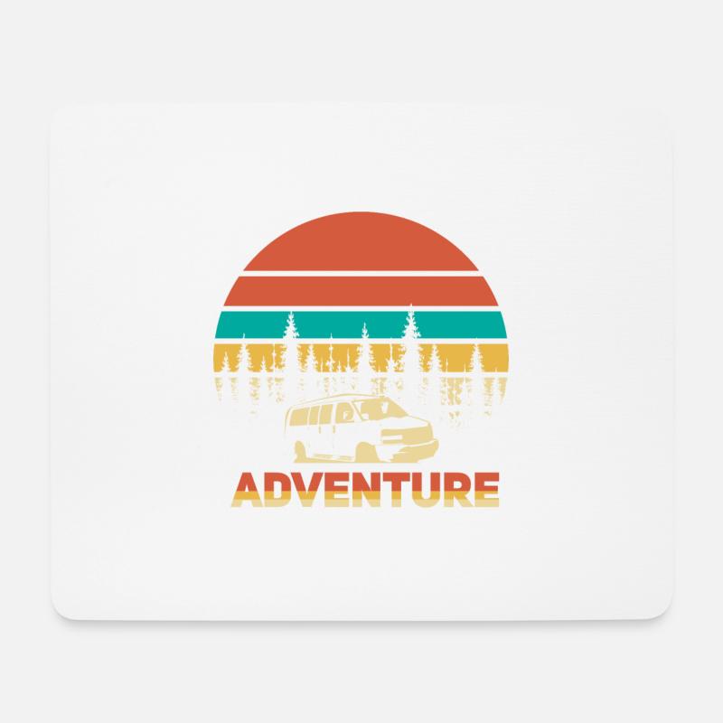 Retro Campervan Geschenk I Van Camping Bus - Mousepad (Querformat) - Weiß