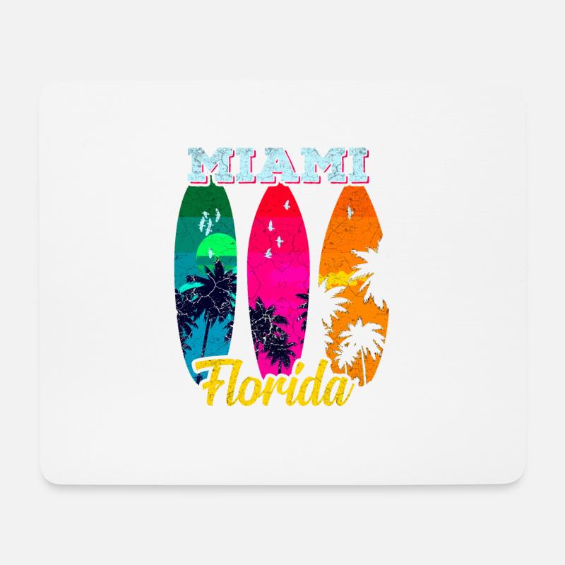 Miami Strand Urlaub Retro Florida Amerika Geschenk - Mousepad (Querformat) - Weiß