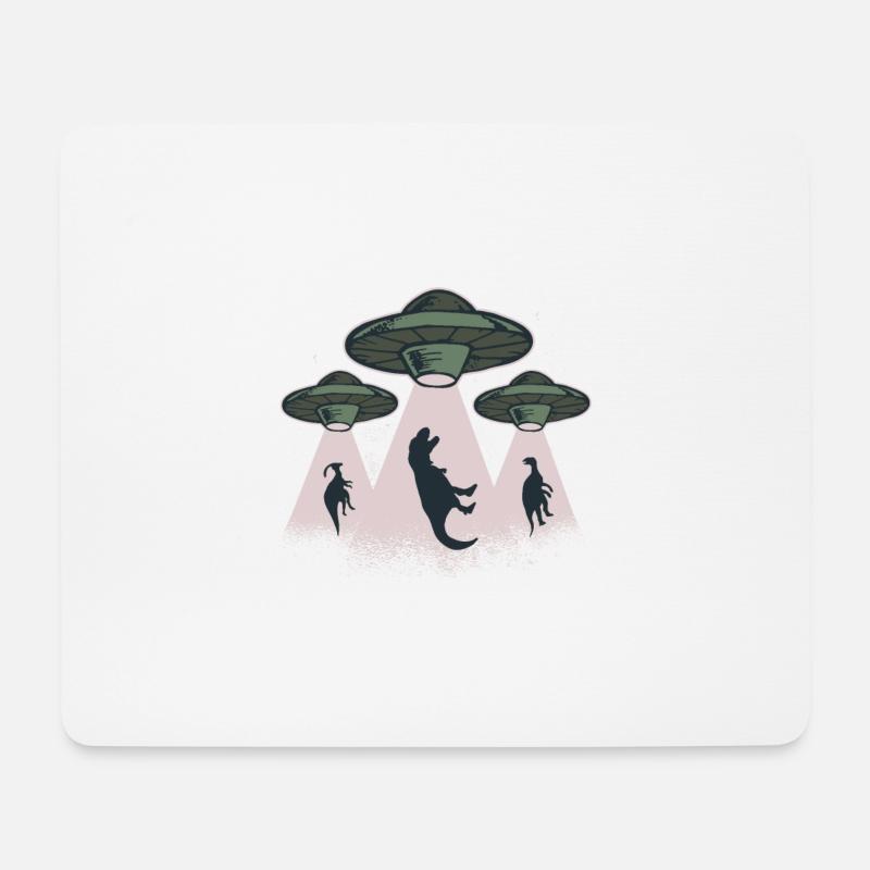 Ufo Dinosaurier werden entführt von Ufo alien - Mousepad (Querformat) - Weiß