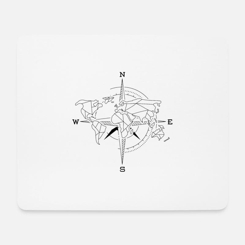 Weltkarte Kompass World map - Mousepad (Querformat) - Weiß