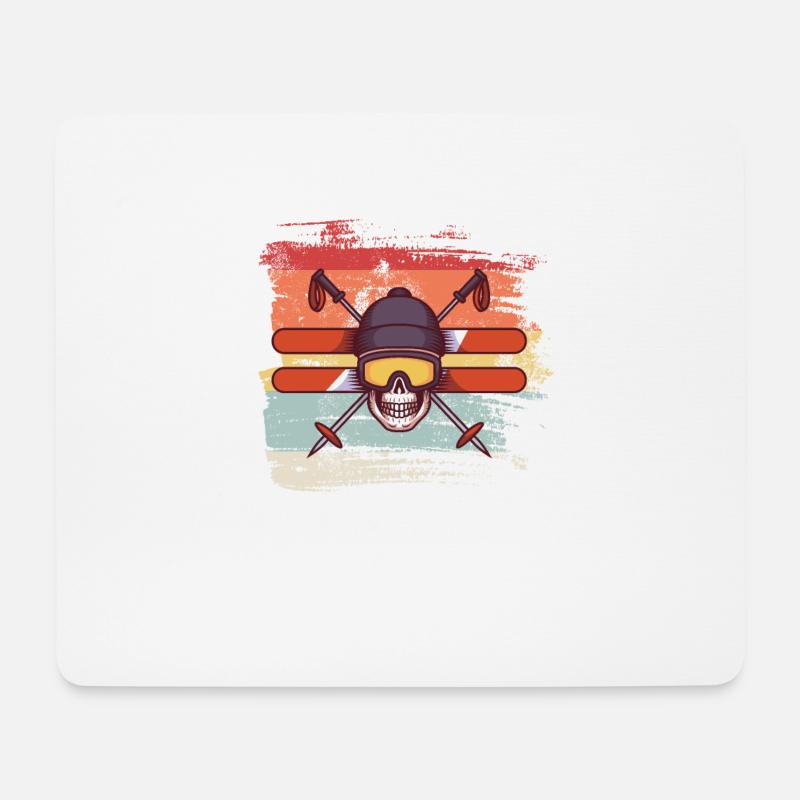Skifahren cool Totenkopf Skull retro Geschenk - Mousepad (Querformat) - Weiß