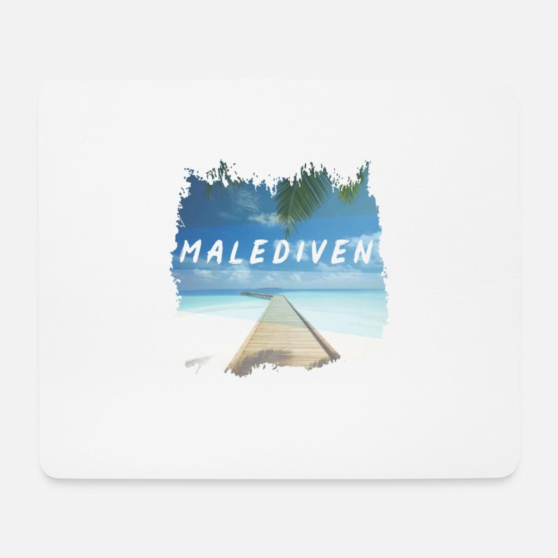 Malediven Insel Urlaub Meer Palmen Reise Geschenk - Mousepad (Querformat) - Weiß
