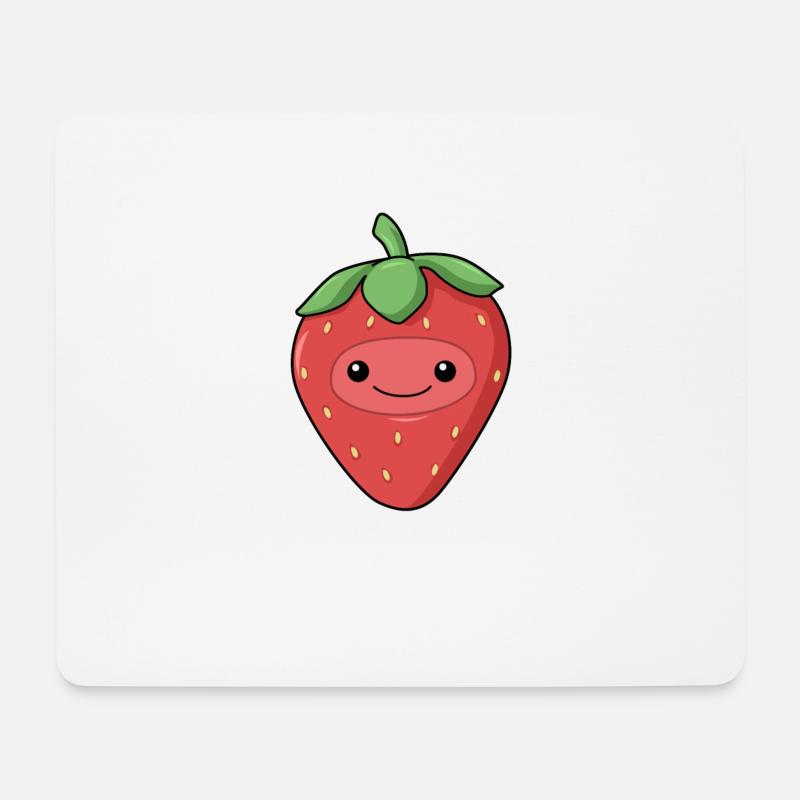 Comic Erdbeere Strawberry - Mousepad (Querformat) - Weiß
