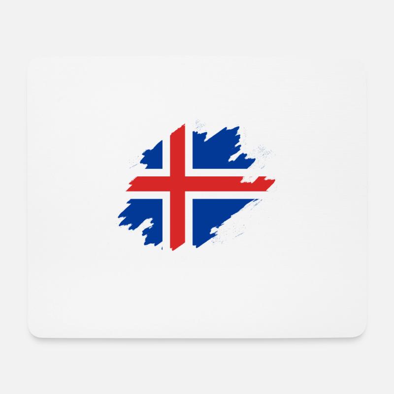 Island Flagge - Mousepad (Querformat) - Weiß