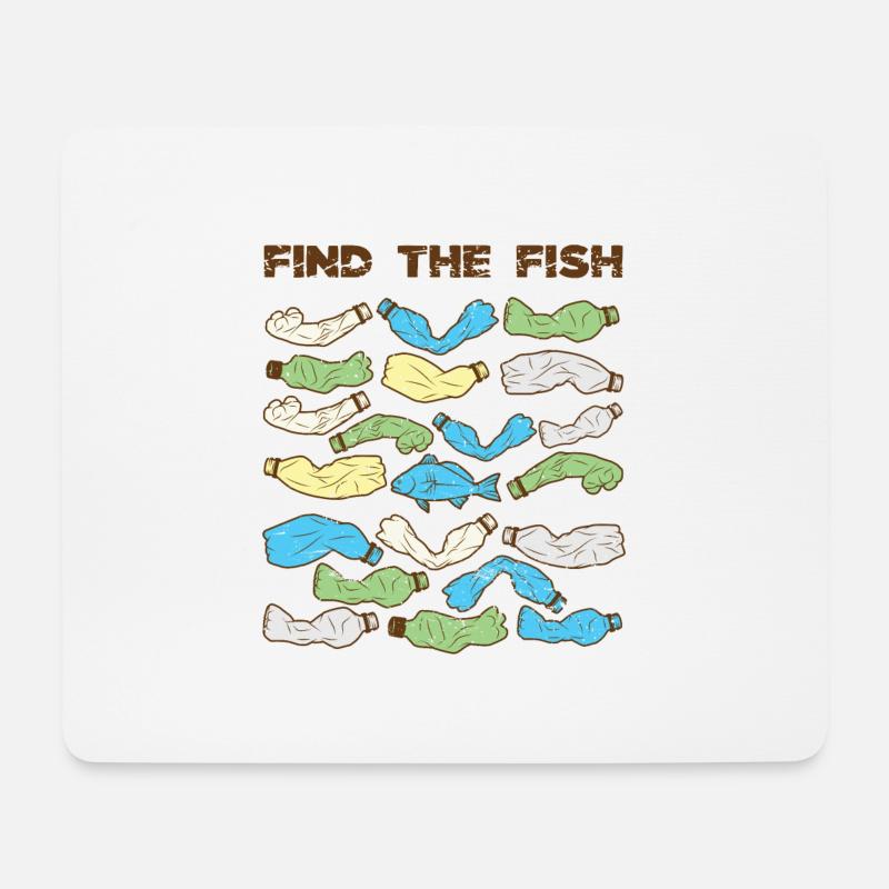 Find the Fish Plastik Fisch Umweltverschmutzung - Mousepad (Querformat) - Weiß