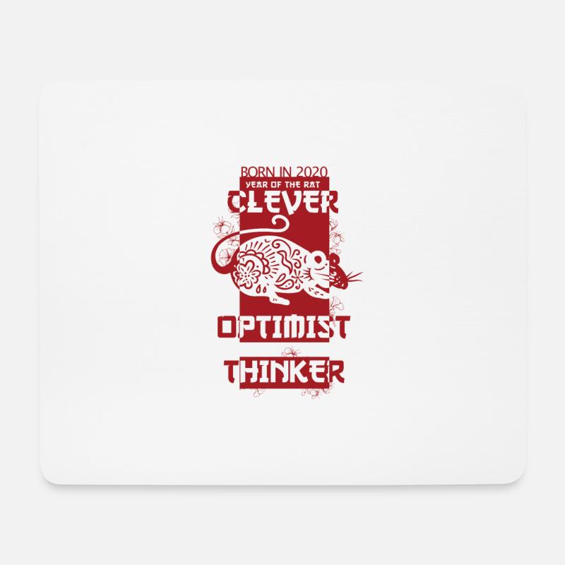 Chinesisches Tierkreiszeichen Ratte Geboren 2020 - Mousepad (Querformat) - Weiß