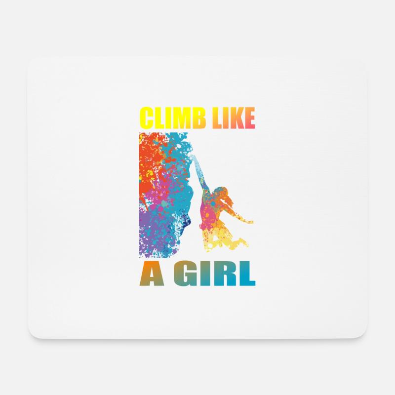 Climb Like A Girl Klettern Mädchen und Bergsteiger - Mousepad (Querformat) - Weiß