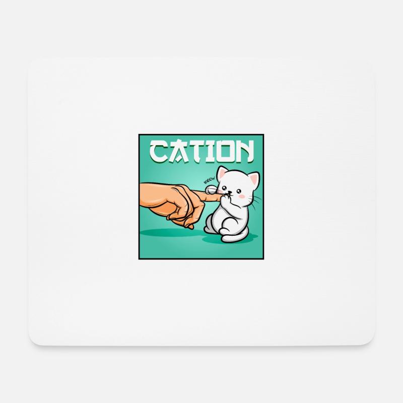Chat Cation chatons Cartoon chat cadeau de protection - Tapis de souris (format paysage) - blanc