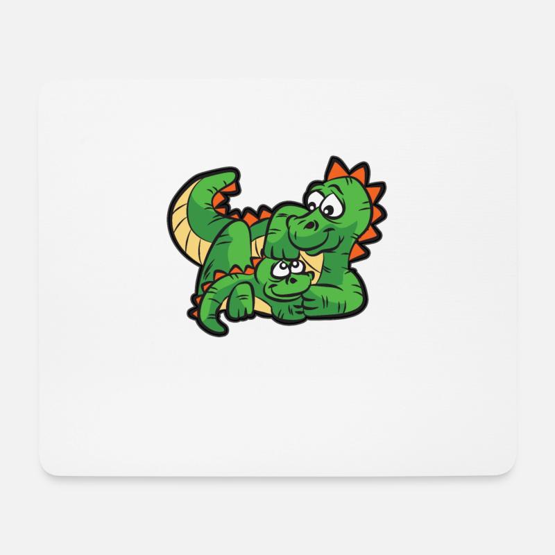 DINO FAMILY Mutter Sohn Drache DIno Dinosaurier - Mousepad (Querformat) - Weiß
