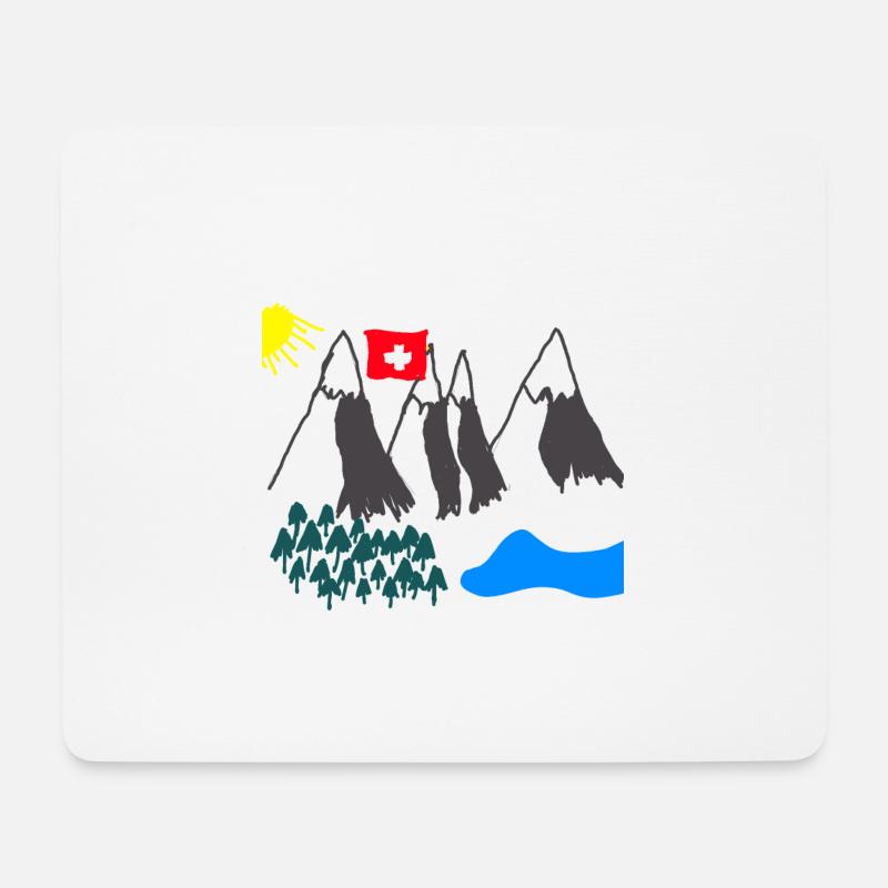 Schweiz Swiss Berge Wandern Kinder - Mousepad (Querformat) - Weiß