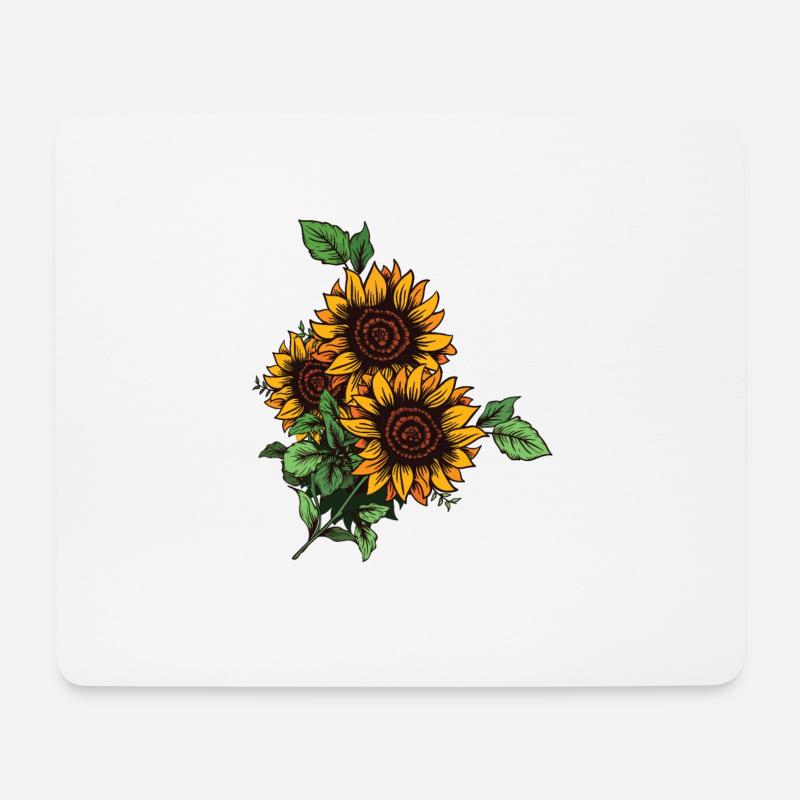 Drei Sonnenblumen - Mousepad (Querformat) - Weiß