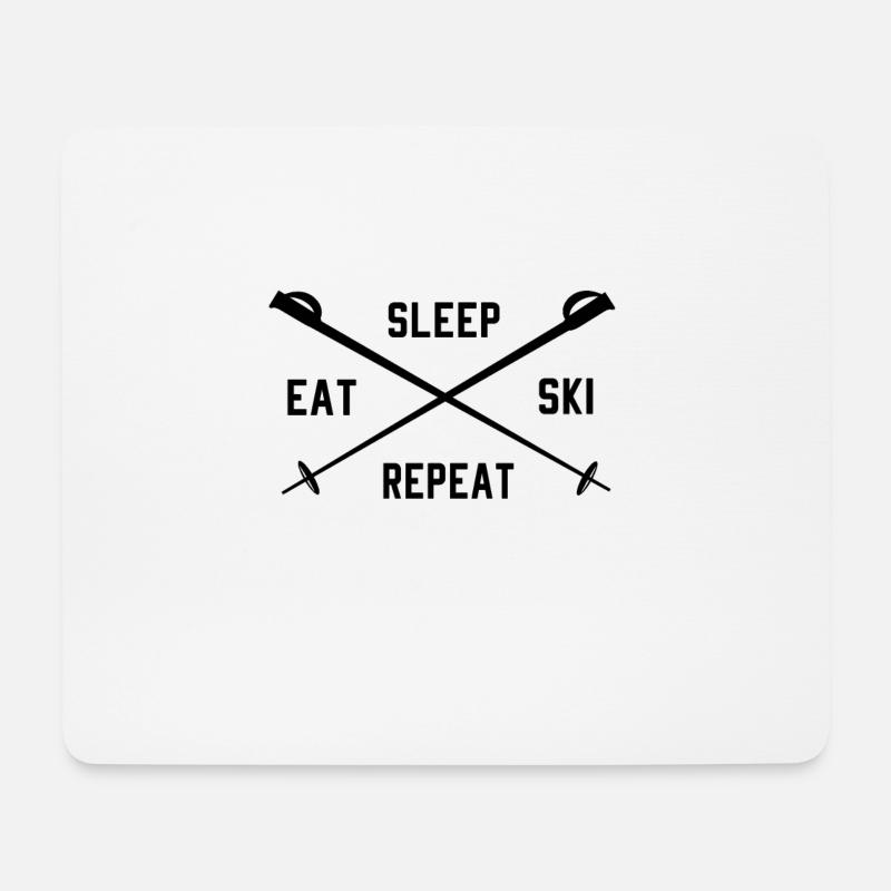 Skifahren Eat Sleep Ski Repeat Skifahrer Geschenk - Mousepad (Querformat) - Weiß