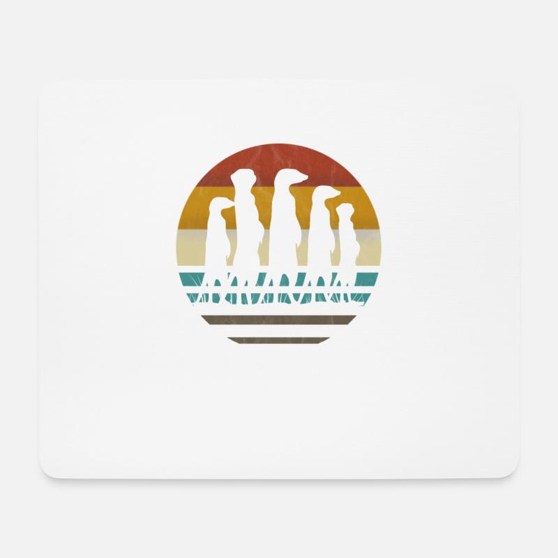 Erdmännchen retro vintage - Mousepad (Querformat) - Weiß