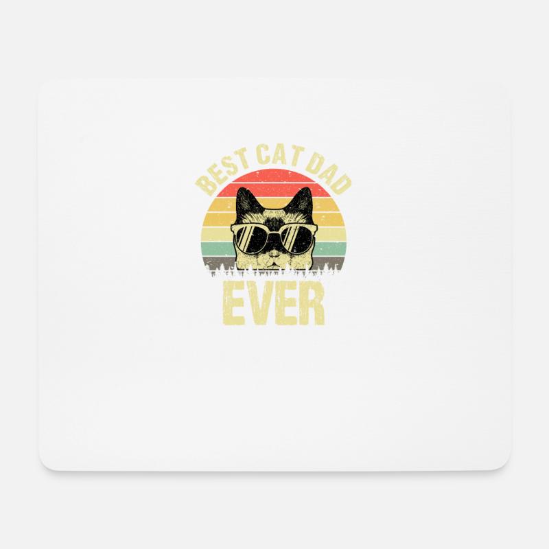 Best Cat Dad Ever Retro Vintage Katze Vatertag - Mousepad (Querformat) - Weiß