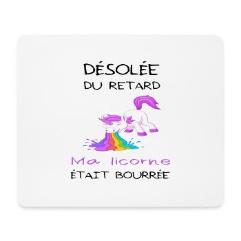 Désolée du retard ma licorne était bourrée cadeau - Tapis de souris (format paysage) - blanc - Devant