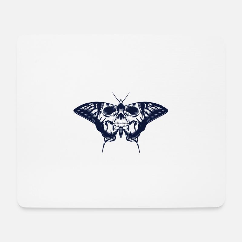 Schmetterling mit Totenkopf auf den Flügeln - Mousepad (Querformat) - Weiß