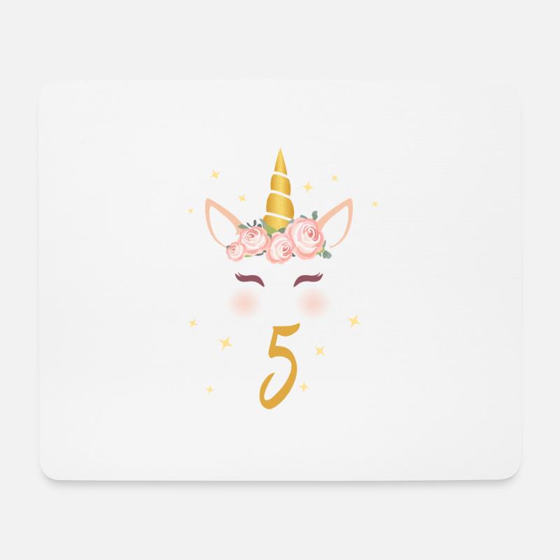 Geburtstagsshirt 5. Geburtstag Einhorn Geschenk - Mousepad (Querformat) - Weiß