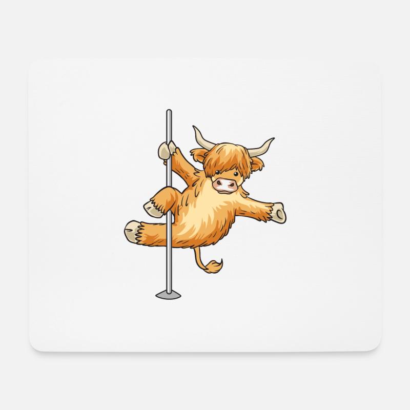 Cow Scottish Highland Cattle Highland Pole Dance - Mouse Pad (horizontal) - white