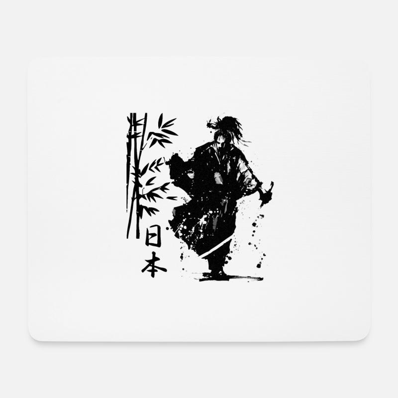 Walking Samurai Warrior bereit für den Kampf traditio - Mousepad (Querformat) - Weiß