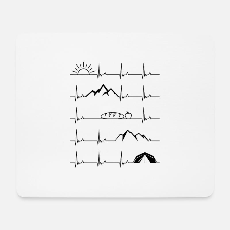 Zelten Herzschlag - Mousepad (Querformat) - Weiß