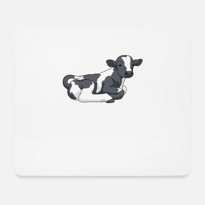 Kuh Kalb mit schwarzen Flecken - Mousepad (Querformat) - Weiß