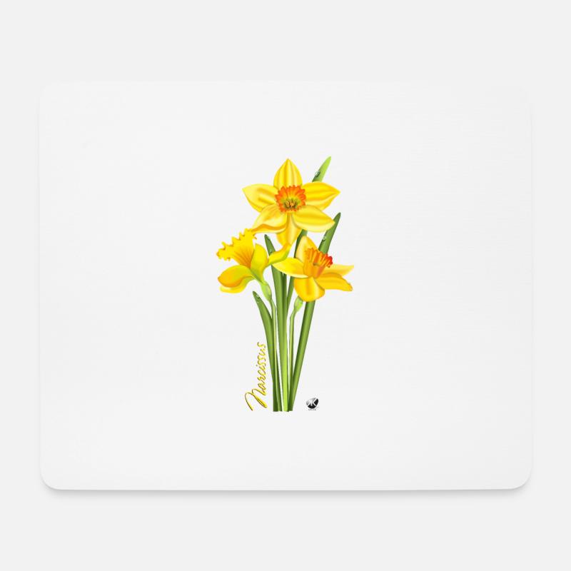 Gelbe Narzissen Illustration - Mousepad (Querformat) - Weiß