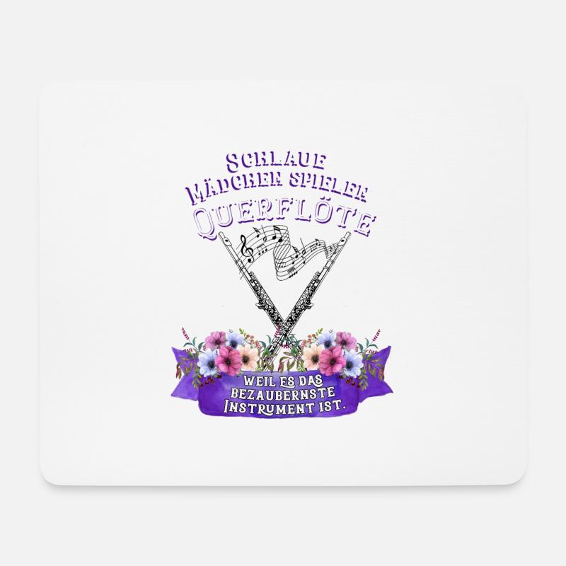 Querflöte Instrument Spruch Mädchen Musik - Mousepad (Querformat) - Weiß