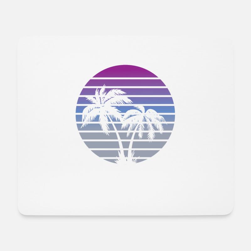 80er Jahre Miami Palme Strand Palmen - Mousepad (Querformat) - Weiß