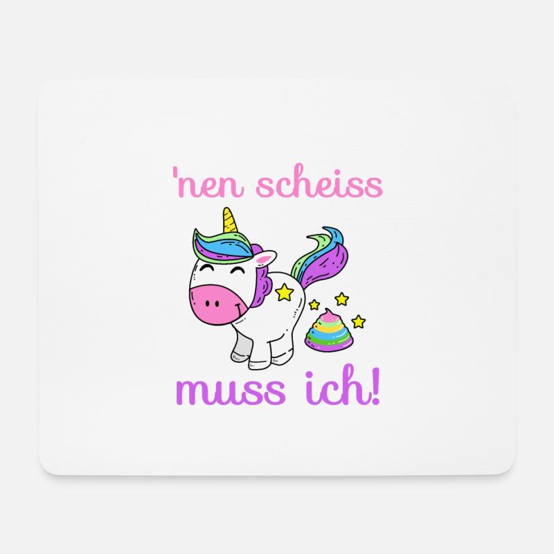 Einhorn - 'nen scheiss muss ich! - Mousepad (Querformat) - Weiß