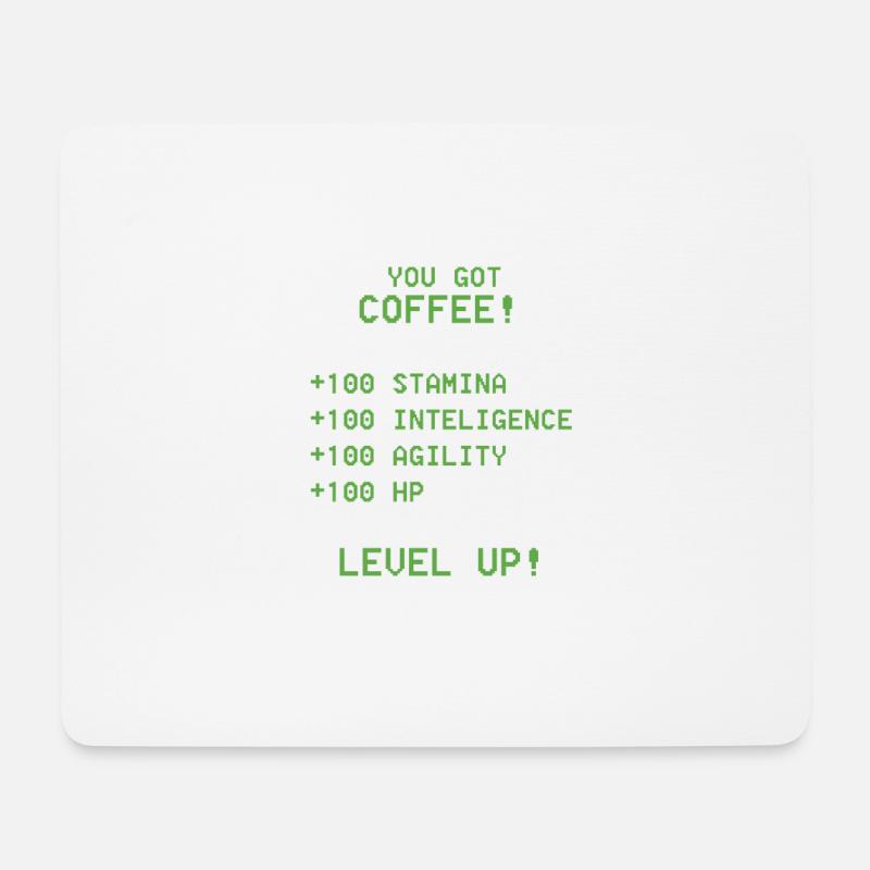 RPG-Spieler Kaffee Level-Up-Spiel - Mousepad (Querformat) - Weiß