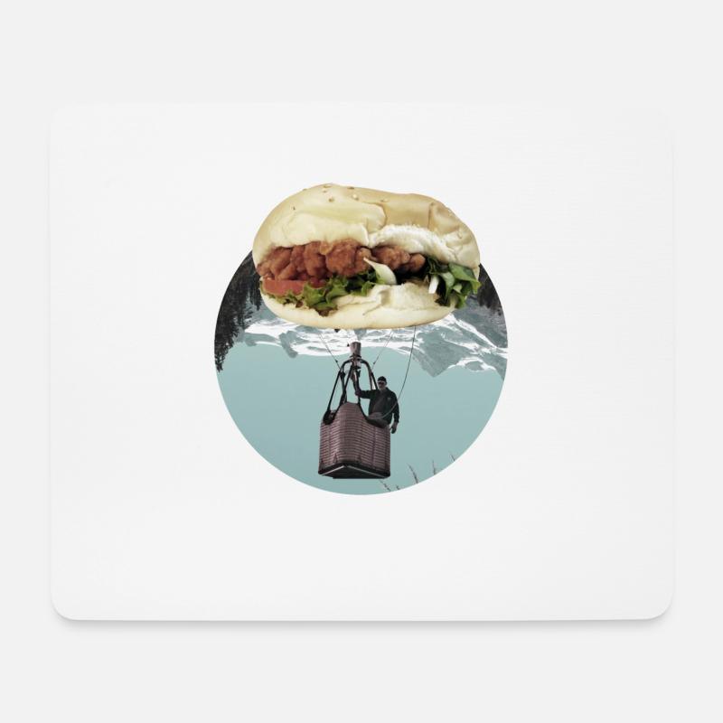 Collage Kunst Surreal Geschenk Sandwich Ballon - Mousepad (Querformat) - Weiß