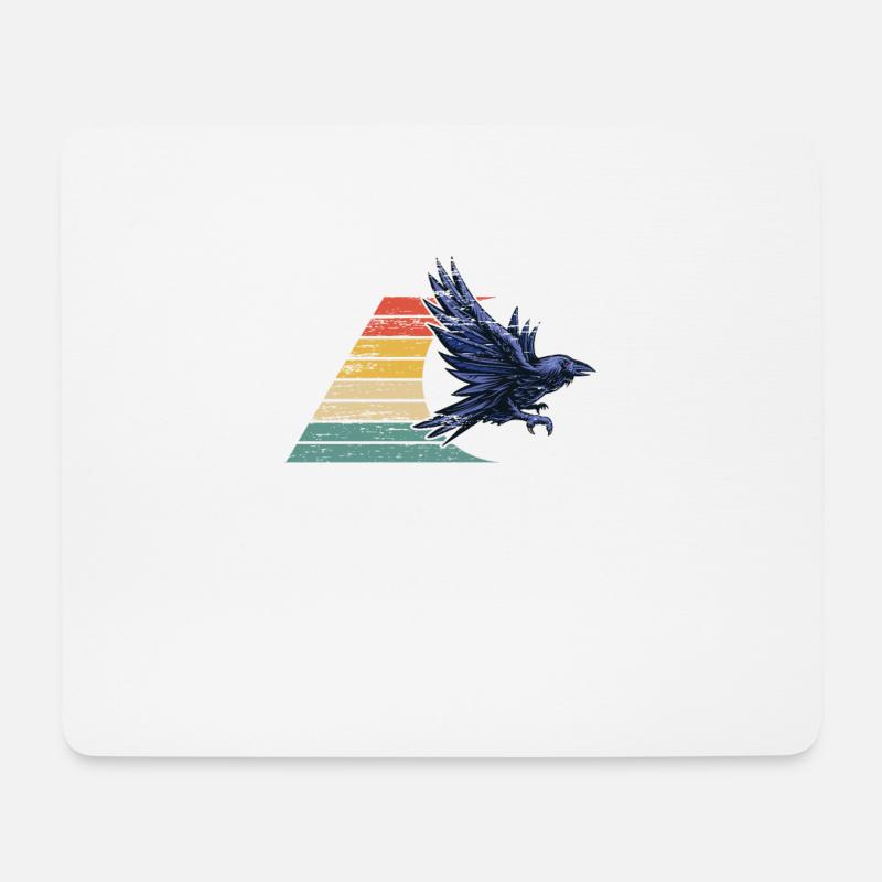 Rabe Krähe Retro Vintage - Mousepad (Querformat) - Weiß