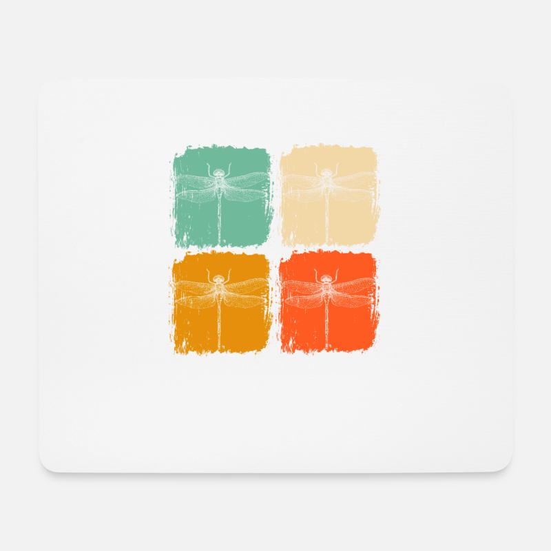 Libelle Libellen Insekten Retro - Mousepad (Querformat) - Weiß