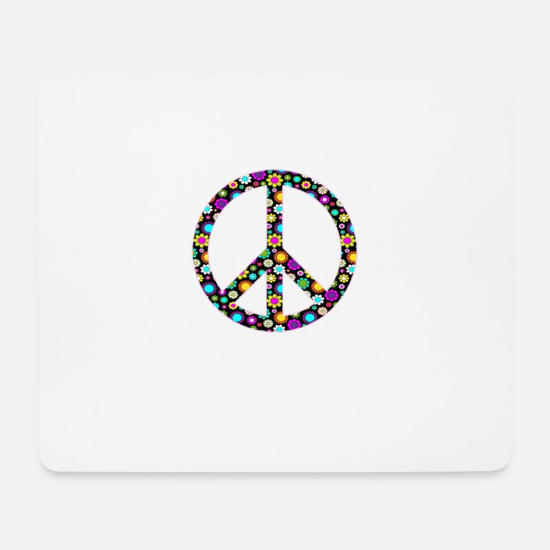 Flower Power Peace Sign Hippie Peacezeichen - Mousepad (Querformat) - Weiß