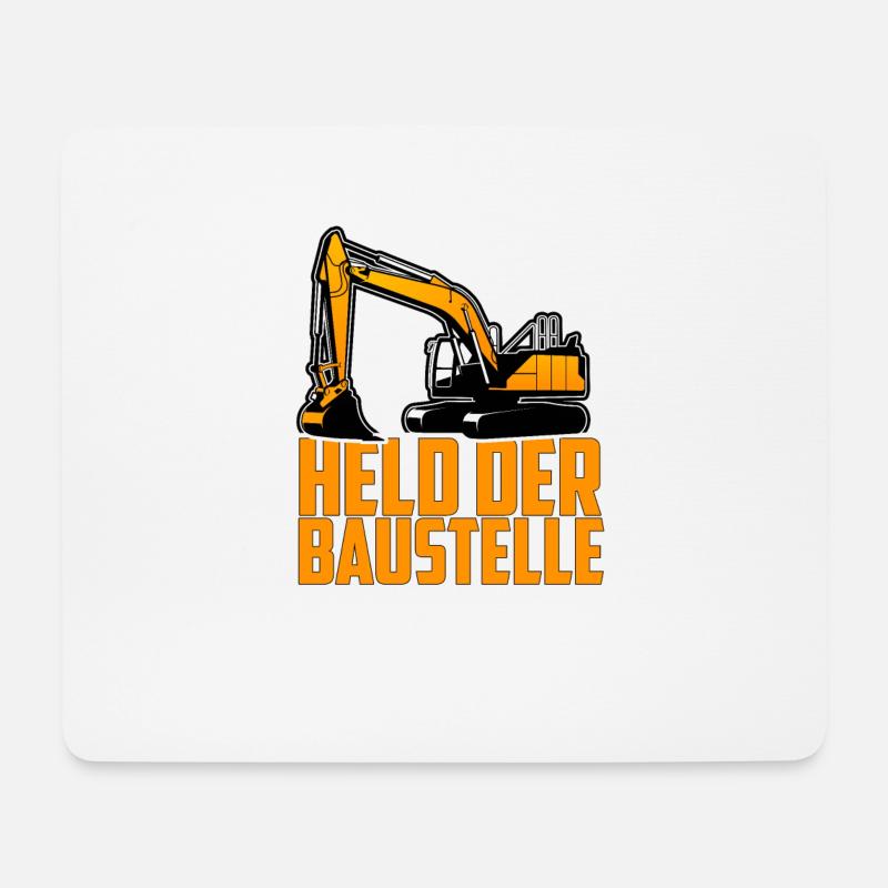 Held der Baustelle Bagger Baggerfahrer - Mousepad (Querformat) - Weiß