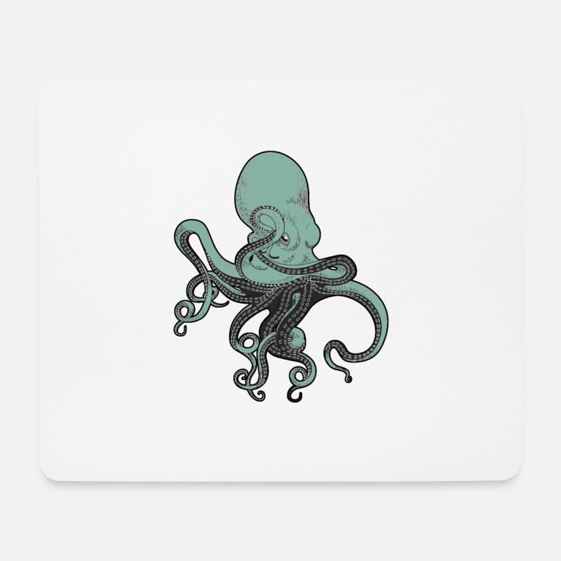 Octopus Krake Tintenfisch Meeresfrüchte Calamaris - Mousepad (Querformat) - Weiß