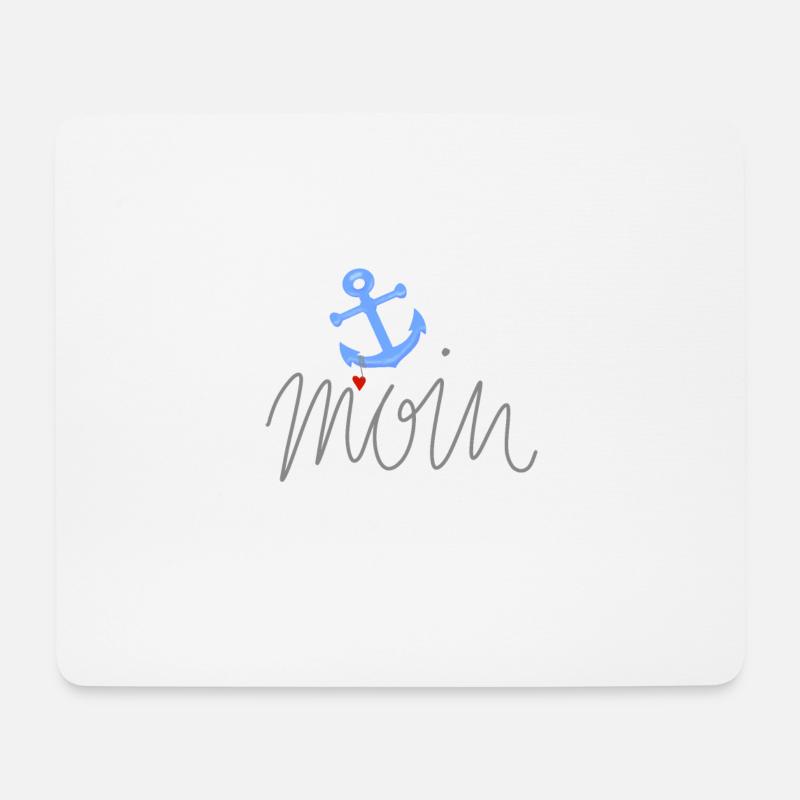 Moin mit Anker und Herz maritim Norden - Mousepad (Querformat) - Weiß