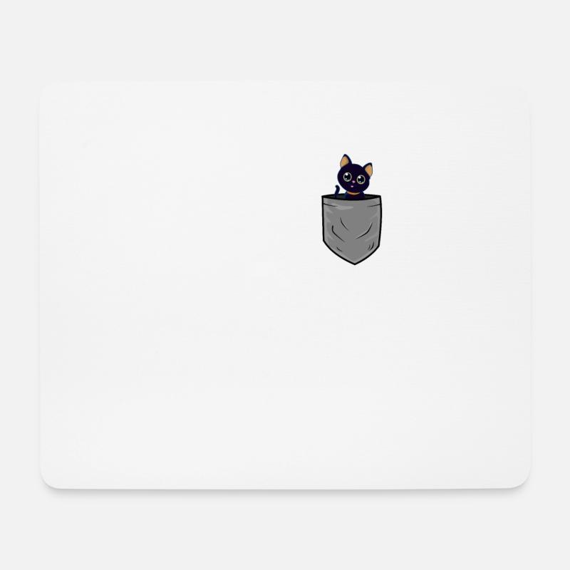 Süße schwarze Katze in Brusttasche Lustig Geschenk - Mousepad (Querformat) - Weiß