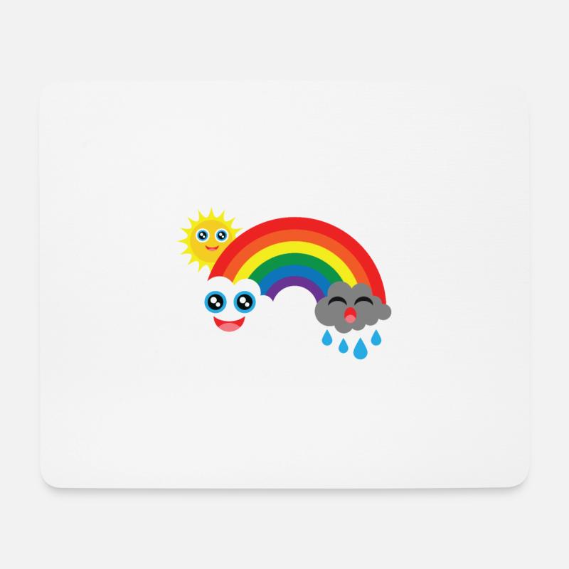 Wolken lachen und weinen mit Sonne im Regenbogen - Mousepad (Querformat) - Weiß