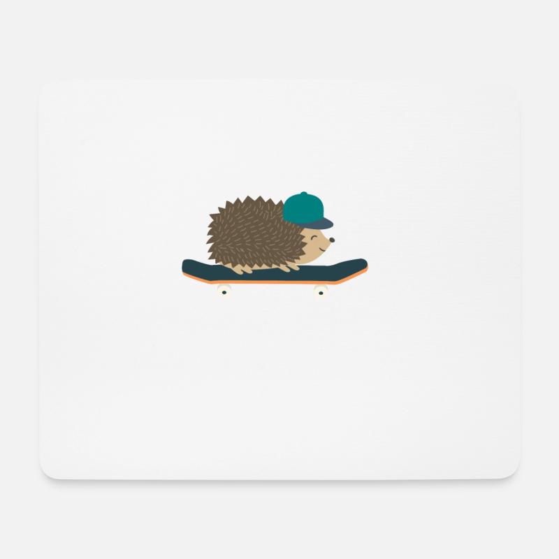 skateboard Skater Igel - Mousepad (Querformat) - Weiß