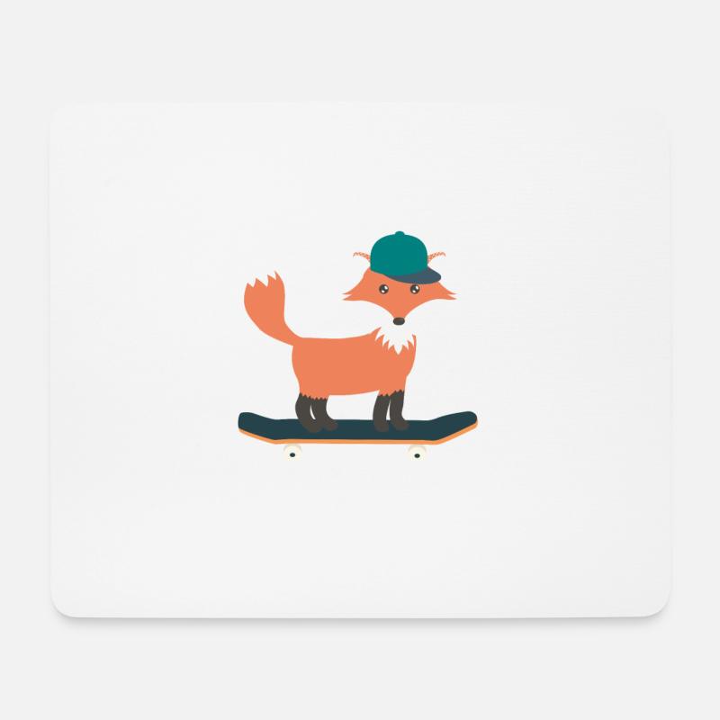 Skateboard skater fox - Mouse Pad (horizontal) - white