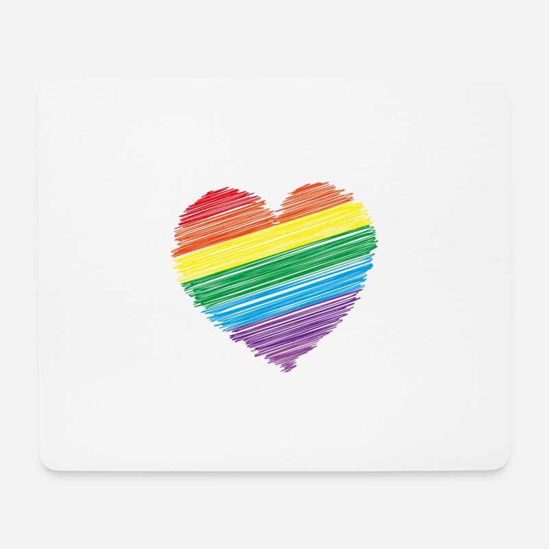 Regenbogen shirt & Herz Regenbogen Geschenk Shirt - Mousepad (Querformat) - Weiß