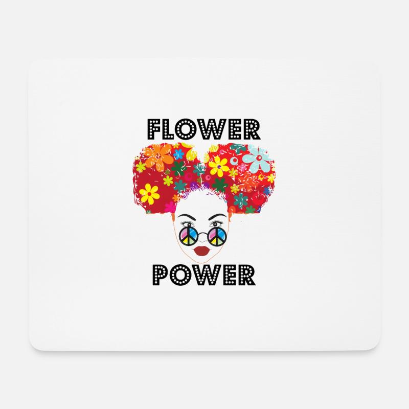 Hippie Retro Flower Power Friedenszeichen Brille - Mousepad (Querformat) - Weiß